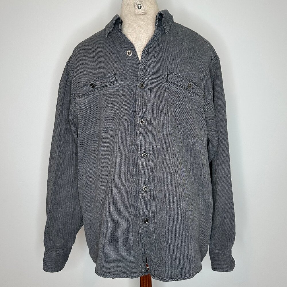 Harley Davidson Men’s Large Gray Button Down Eagle Shop Garage Long Sleeve Shirt